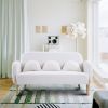 59.1" Teddy Velvet Beige Two-Seater Sofa with Three Lumbar Pillows