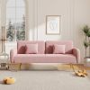 70.47" Pink Fabric Double Sofa with Split Backrest and Two Throw Pillows,Suitable for living room, apartment, home office