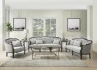 ACME Samael Sofa w/3 Pillows, Gray Linen & Dark Brown Finish LV01127