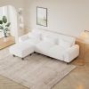 The 84.6-inch beige teddy fleece creative sofa can be assembled into a two-seater sofa plus a single couch with three waist pillows to perfectly stret