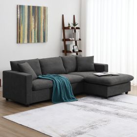 [VIDEO provided] [New] 100.4*64.6" Modern Sectional Sofa,L-shaped Couch Set with 2 Free pillows,4-seat Polyester Fabric Couch Set with Convertible Ott