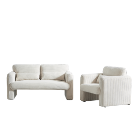 60"Corduroy Fabric Sofa with 33" Single Sofa, Modern Sofa with Support Pillow, for Apartment, Office, Living Room & Bedroom