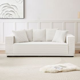 88.97'' Mid Century Modern Upholstered Sofa with 5 Matching Toss Pillows, Including bottom frame,Comfy Couches for Living Room, Bedroom, Apartment and
