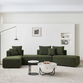 Curved Modular Sectional Sofa for Living Room, Oversized L Shaped Couch with Chaise Lounge Sofa Set, Upholstered Sofa with 3 Back Pillows & 2 Throw Pi