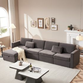 Modern Velvet Modular Sectional Sofa, L Shape Convertible Sofa Set with Pillows, Oversized Sectional Couches with Storage Ottomans for Living Room, Lo