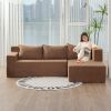 L-Shape Sectional Sofa, Modular Sectional Living Room Sofa Set, Minimalist Style Couch, Upholstered Snow Velvet Sleeper Sofa with pillows for Living R