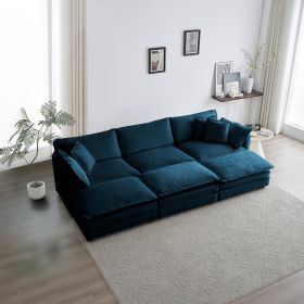 Comfortable Deep Seat Reversible Modular 6 Seater Sectional Super Soft Sofa U Shaped Sectional Couch with 3 Ottomans, 3 Toss Pillows and 2 Arm Pillows