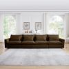 4 Seater Deep Seat Couches for Living Room, Comfy Brown Corduroy Sofas for Living Room Modern with 4 Waist Pillows