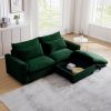 Sectional Sofa Comfy Corduroy Couch for Living Room with Pillows and Round Armrests, Modern Corduroy Sofa Sleeper Deep Couches with Storage Ottoman (G