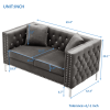 2 Piece Modern Velvet Living Room Set with Sofa and Loveseat; Jeweled Button Tufted Copper Nails Square Arms; 4 Pillows Included