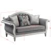 ACME Florian Loveseat w/3 Pillows, Gray Fabric & Antique White Finish LV02120