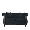 58.8" Chesterfield Sofa Black Velvet for Living Room, 2 Seater Sofa Tufted Couch with Rolled Arms and Nailhead for Living Room, Bedroom, Office, Apart