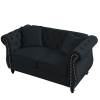 58.8" Chesterfield Sofa Black Velvet for Living Room, 2 Seater Sofa Tufted Couch with Rolled Arms and Nailhead for Living Room, Bedroom, Office, Apart