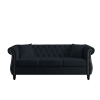 [Video] 80" Chesterfield Sofa Black Velvet for Living Room, 3 Seater Sofa Tufted Couch with Rolled Arms and Nailhead for Living Room, Bedroom, Office,