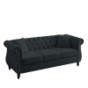 [Video] 80" Chesterfield Sofa Black Velvet for Living Room, 3 Seater Sofa Tufted Couch with Rolled Arms and Nailhead for Living Room, Bedroom, Office,