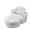 [Video] Welike Swivel Accent Barrel Modern Sofa Lounge Club Big Round Chair with Storage Ottoman TEDDY Fabric for Living Room Hotel with Pillows. *2PC