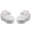 [Video] Welike Swivel Accent Barrel Modern Sofa Lounge Club Big Round Chair with Storage Ottoman TEDDY Fabric for Living Room Hotel with Pillows. *2PC