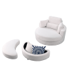 [Video] Welike Swivel Accent Barrel Modern Sofa Lounge Club Big Round Chair with Storage Ottoman TEDDY Fabric for Living Room Hotel with Pillows. *2PC
