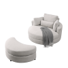 [Video] Welike Swivel Accent Barrel Modern Sofa Lounge Club Big Round Chair with Storage Ottoman Linen Fabric for Living Room Hotel with Pillows . *2P