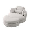[Video] Welike Swivel Accent Barrel Modern Sofa Lounge Club Big Round Chair with Storage Ottoman Linen Fabric for Living Room Hotel with Pillows . *2P