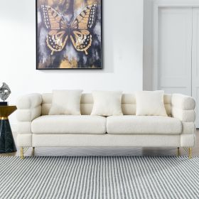 81 Inch Oversized 3 Seater Sectional Sofa, Living Room Comfort Fabric Sectional Sofa - Deep Seating Sectional Sofa, Soft Sitting with 3 Pillows for Li