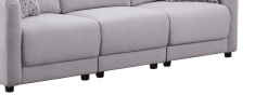 Penelope 85.5" Light Gray Linen Fabric Sofa with Pillows
