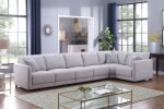 Penelope 145.5" Light Gray Linen Fabric Reversible 6PC Modular Sectional Sofa with Pillows