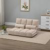 HOMCOM Convertible Floor Sofa Chair, Folding Couch Bed, Guest Chaise Lounge with 2 Pillows, Adjustable Backrest and Headrest, 40.25" L, Beige
