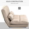 HOMCOM Convertible Floor Sofa Chair, Folding Couch Bed, Guest Chaise Lounge with 2 Pillows, Adjustable Backrest and Headrest, 40.25" L, Beige