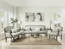 ACME Tania Loveseat w/2 Pillows, Cream Linen & Brown Finish LV01131