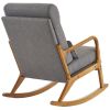 100*65*101cm High Back Belt Waist Pillow Log Color Solid Wood Armrest Backrest Seat Frame Iron Frame Indoor Rocking Chair/armchair dual use Dark Gray