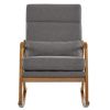 100*65*101cm High Back Belt Waist Pillow Log Color Solid Wood Armrest Backrest Seat Frame Iron Frame Indoor Rocking Chair/armchair dual use Dark Gray