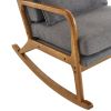 100*65*101cm High Back Belt Waist Pillow Log Color Solid Wood Armrest Backrest Seat Frame Iron Frame Indoor Rocking Chair/armchair dual use Dark Gray
