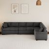 124.8"L-shaped Sofa Convertible Sofa Bed Pull Out Sofa Sleeper with Two Back Pillows, Two USB Ports and Two Power Sockets for Living Room, Gray (Old S