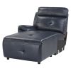 6-Piece Modular Reclining Sectional with Left Chaise Navy Blue Premium Faux Leather Tufted Details Solid Wood Modern Living Room Furniture Plush Pillo