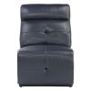 6-Piece Modular Reclining Sectional Navy Blue Premium Faux Leather Tufted Details Solid Wood Modern Living Room Furniture Plush Pillow-Back Seating