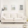 [video] MH" 88.5 Modern Sailboat Sofa Dutch Velvet 3-Seater Sofa with Two Pillows for Small Spaces in Living Rooms, Apartments