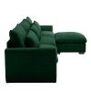 Corduroy Sectional Sofa, L Shaped Couch with Storage Footstool and 3 Pillow, Sectional Couch for Living Room Apartment, Green