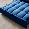 55.1-inch 3-in-1 convertible sofa bed, modern velvet double sofa Futon sofa bed with adjustable back, storage bag and pillow, for living room, bedroom