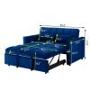 55.1-inch 3-in-1 convertible sofa bed, modern velvet double sofa Futon sofa bed with adjustable back, storage bag and pillow, for living room, bedroom