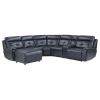 6-Piece Modular Reclining Sectional with Left Chaise Navy Blue Premium Faux Leather Tufted Details Solid Wood Modern Living Room Furniture Plush Pillo