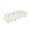 24005 beige teddy-wool fabric with 3 pillows, three-seat sofa can be placed in living room and other scenes