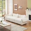 24005 beige teddy-wool fabric with 3 pillows, three-seat sofa can be placed in living room and other scenes