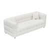Beige White and teddy plush sofa 80 inch discharge in living room bedroom with two throw pillows hardware foot support
