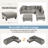 105" Modern Sectional Sofa with Storage Ottoman, L-Shape Couch with 2 Pillows and Cup Holder,Sectional Sofa with Reversible Chaise for Living Room,Gra
