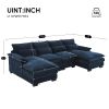 [VIDEO provided][New]110*55" Modern U-shaped Sectional Sofa with Waist Pillows,6-seat Upholstered Symmetrical Sofa Furniture,Sleeper Sofa Couch with C