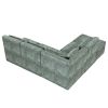 Free-Combined Sectional Sofa 5-seater Modular Couches with Storage Ottoman, 5 Pillows for Living Room, Bedroom, Office, Blue Green