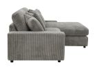 ACME Tavia Sectional Sofa w/6 Pillows, Gray Corduroy LV01882