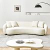 Modern Curved Sofa Mid-Century White Comfy Half Moon Teddy Fabric Couch,101" Upholstered with 4 Throw Pillows for Living Room
