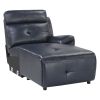 6-Piece Modular Reclining Sectional with Right Chaise Navy Blue Premium Faux Leather Tufted Details Solid Wood Modern Living Room Furniture Plush Pill